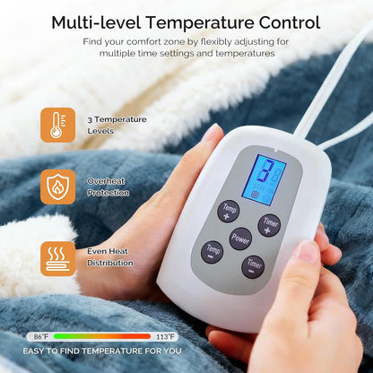 Heated Blanket Electric Throw Blanket with Built-in Button Controller 50"x60" One-Touch Ultra Cozy Soft Warm Heating Electric Blanket with 4 Heat Levels & 4 Hours Auto-Off Overheat Protection