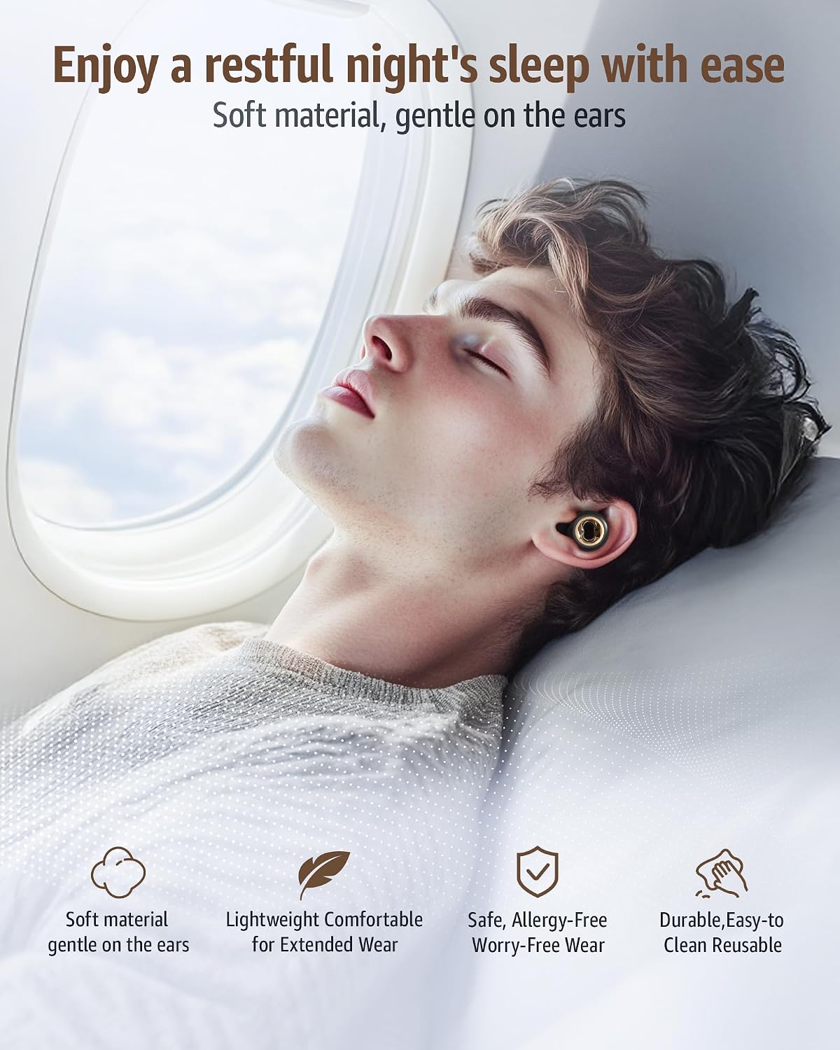 Ear Plugs Noise Cancelling for Sleeping: 45dB Earplugs with 8 Eartips & Ultra-Soft Silicone - Reusable Earbuds for Concerts, Travel, Snoring, Side Sleepers