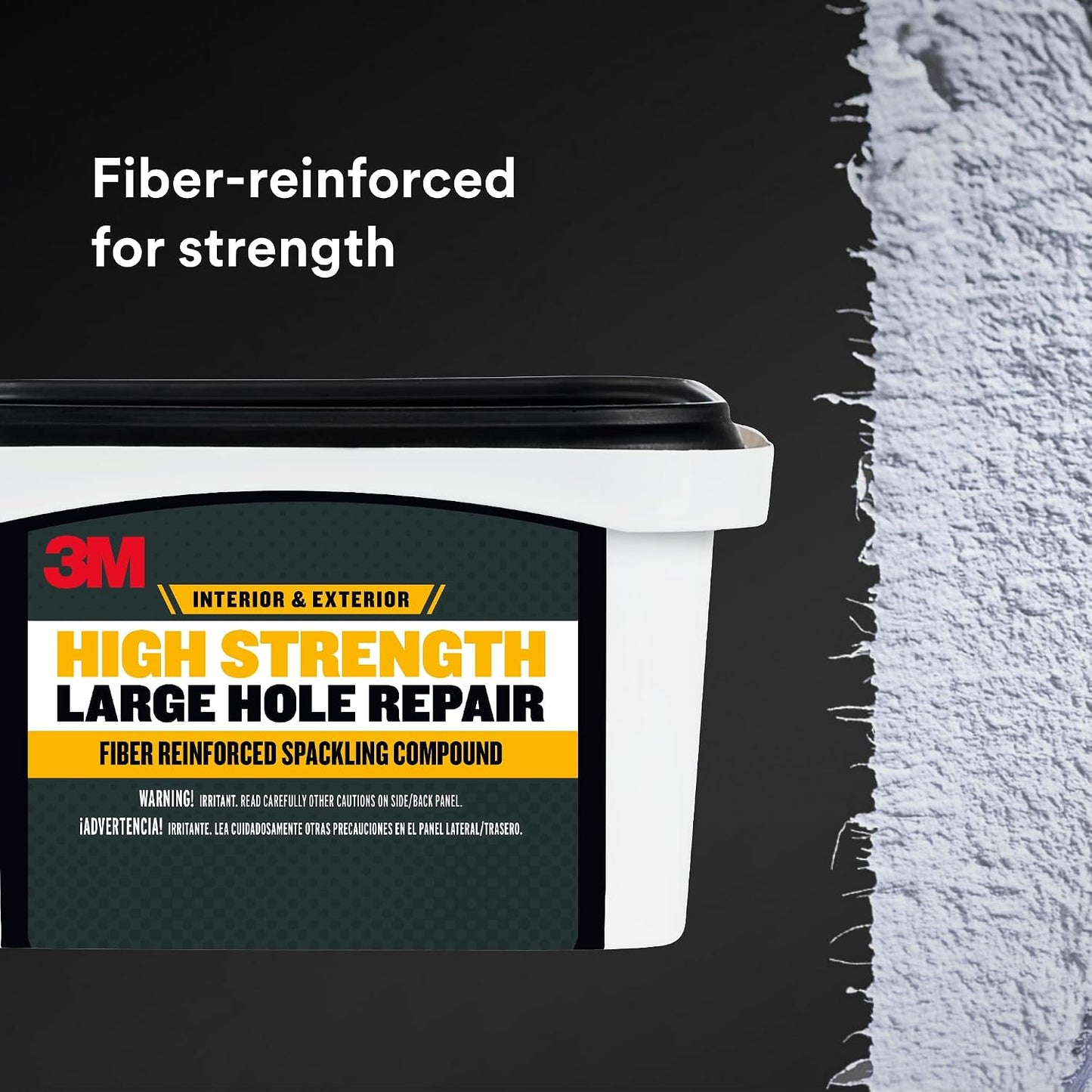 3M High Strength Large Hole Repair Kit | Wall Hole Repair Kit With Spackling Compound, Putty Knife, Repair Plate, And Sanding Sponge, No Shrinking or Cracking