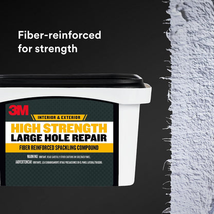 3M High Strength Large Hole Repair Kit | Wall Hole Repair Kit With Spackling Compound, Putty Knife, Repair Plate, And Sanding Sponge, No Shrinking or Cracking