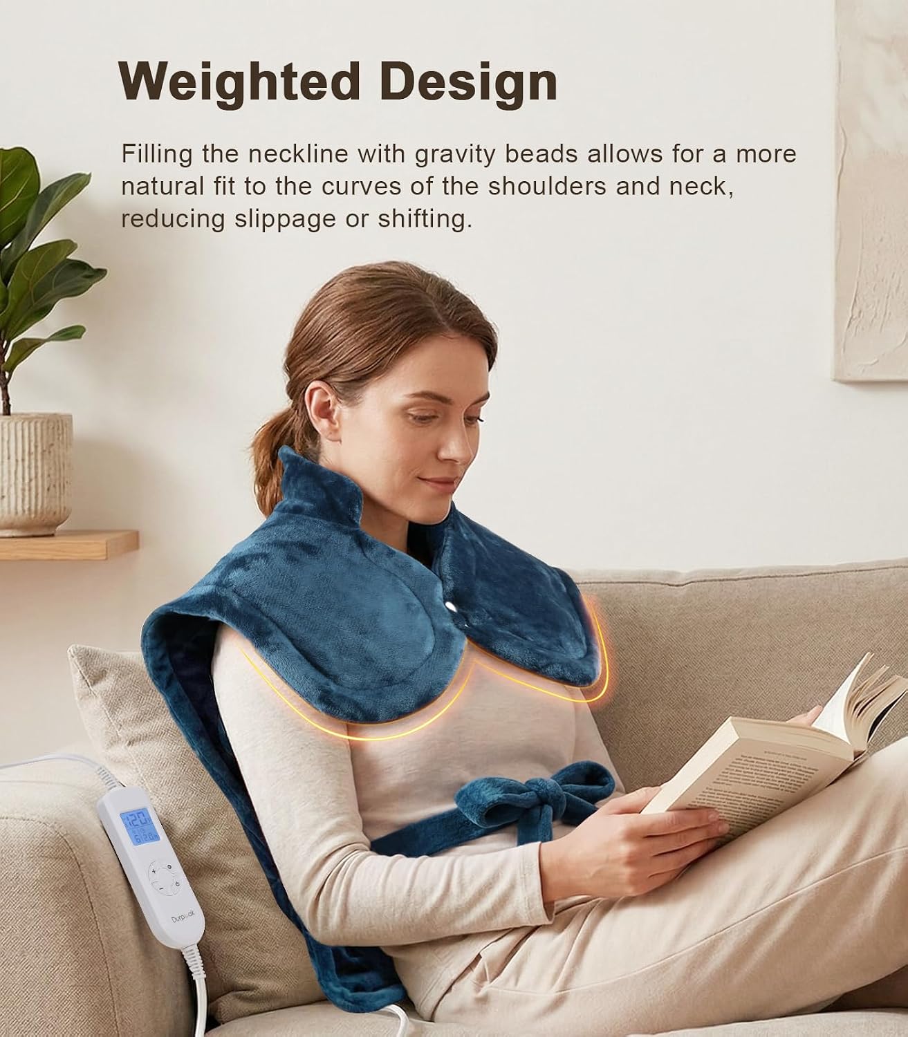 Heat Wrap for Neck Shoulder and Back, Fathers Day Ideal Gifts for Men Dad Him, Portable Weighted Warm Pad with 10 Heat 4 Timers 26"x 35"