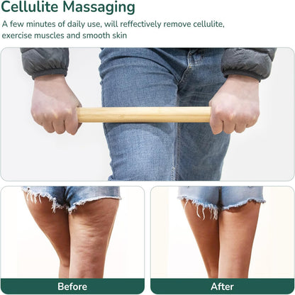 Bamboo Massage Stick - Body Shaping Roller, Guasha Massage Tool for Relaxing Muscles