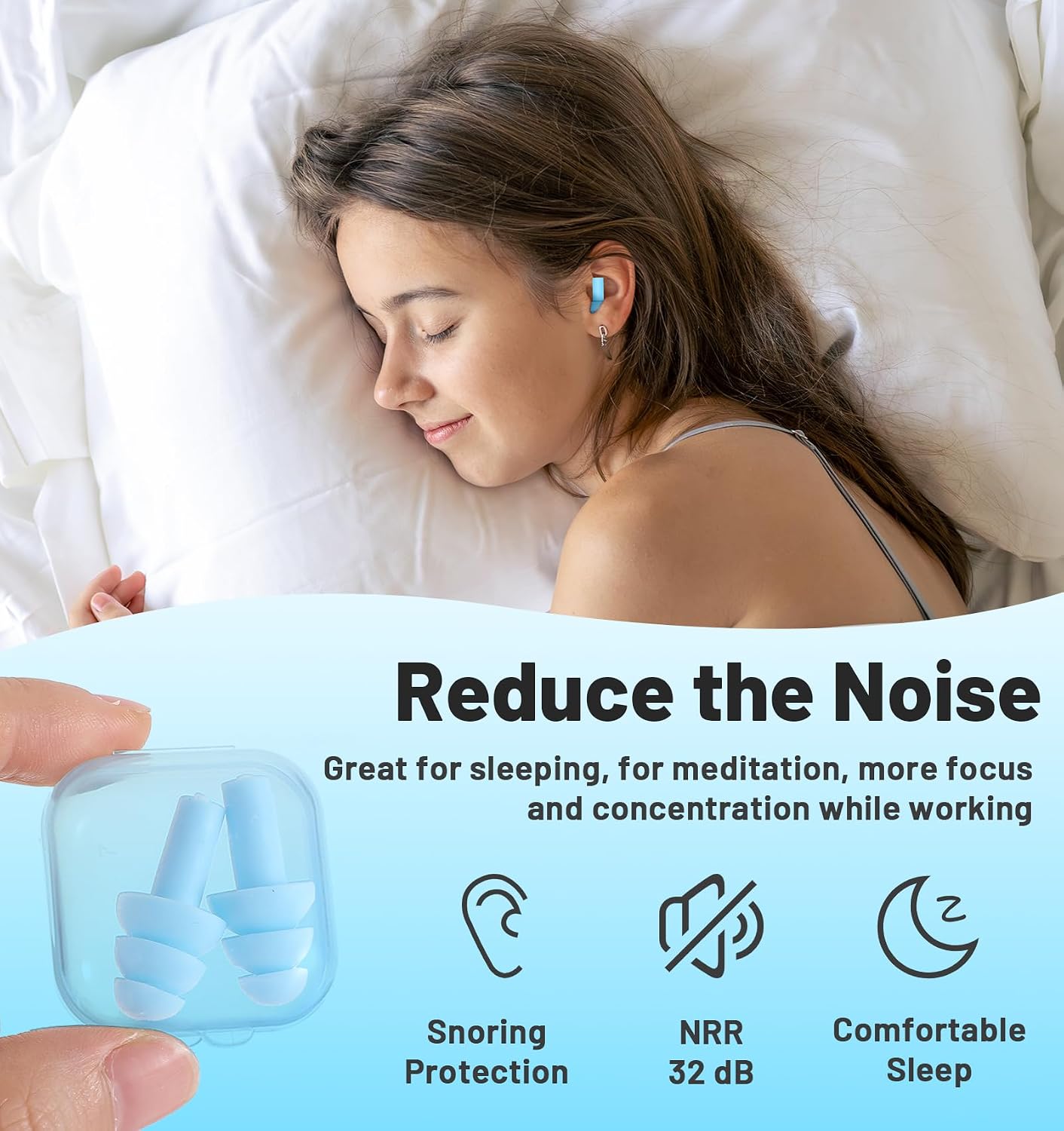 6 Pair Silicone Earplugs, Soft Reusable Noise Cancelling Silicone Ear Plugs for Sleeping Noise Reduction earplugs for Snoring Blocking for Travel, Work and Loud Environment (6 Colours