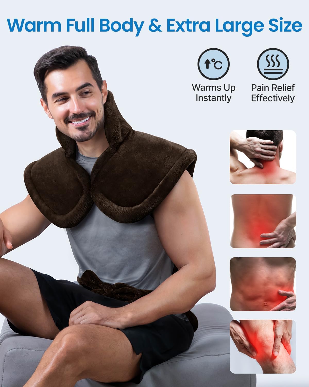 RENPHO Electric Heating Pad - 6 Heat Levels for Neck Shoulder and Back, Birthday Gifts for Women Men Mom Dad, Weighted Pad for Snug Fit, ETL Safety Certified, FSA Eligible, 24"x33" Gray