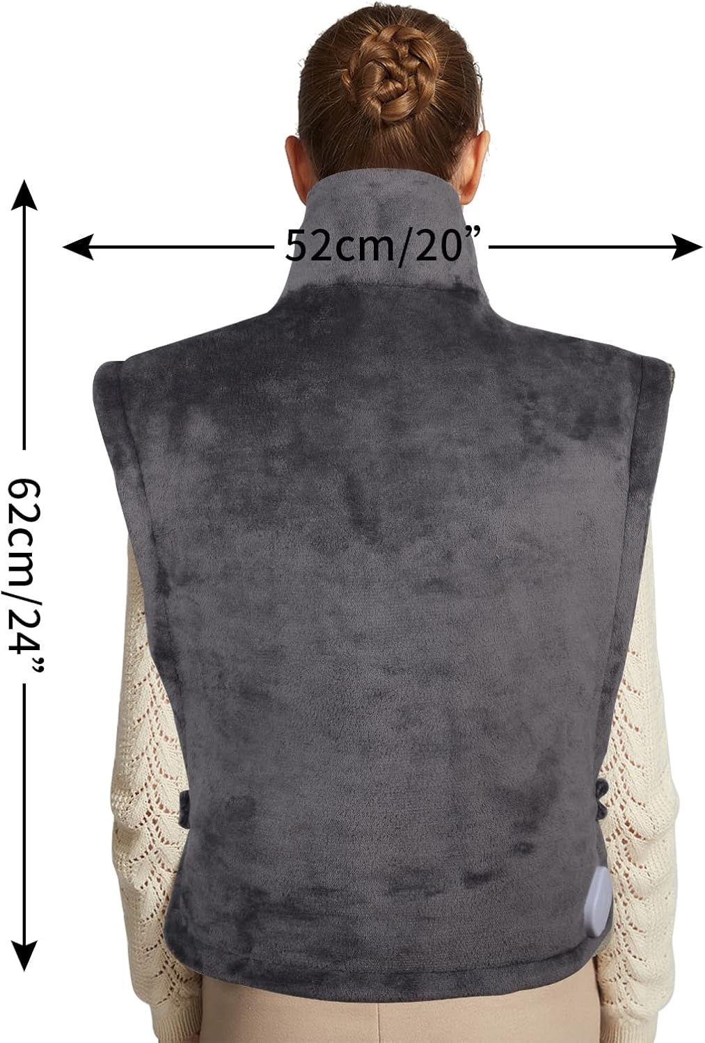 Ambershine 19''x24'' Weighted Neck & Shoulder Heating Pad, 2.5lbs with 12 Temperature Settings& 4 Auto-Off Timers, Pain Relief for Neck/Shoulder/Back(Gray&Blue)