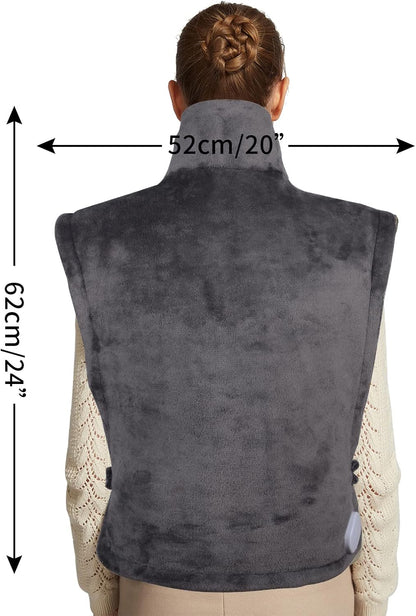 Ambershine 19''x24'' Weighted Neck & Shoulder Heating Pad, 2.5lbs with 12 Temperature Settings& 4 Auto-Off Timers, Pain Relief for Neck/Shoulder/Back(Gray&Blue)
