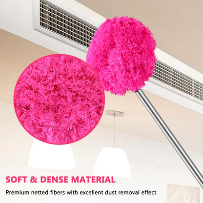 Ceiling Fan Cleaner Duster Reusable Microfiber Ceiling Fan Blade Cleaner Removable Duster with Extension Pole Adjusts 13 to 49.7 Inch for Cleaning Walls Bookshelves Furniture Door Window Top (Blue)