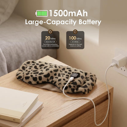 Heated Eye Mask for Dry Eyes, Cordless Warm Eye Compress for Travel, Styes & Chalazion, Blepharitis & MGD, 1500mAh Rechargeable Battery 3 Temperature Modes & Timed Shutdown, Washable Cover(Pattern2)