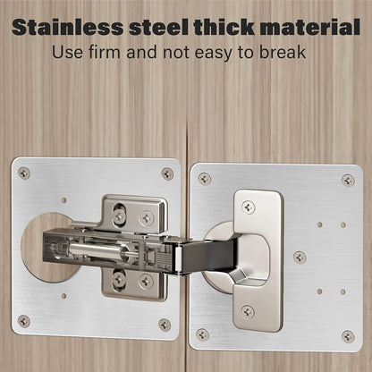 Cabinet Door Hinge Repair Plate, Saisn 4 Pack Stainless Steel Hinge Repair Reinforce Bracket Kit Kitchen Cupboard Hinge Door Fixing Plate with Mounting Screws