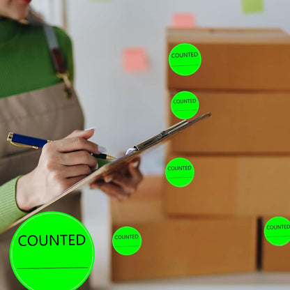Counted Stickers 2 Inch Counted Inventory Control Labels 500 Pcs Counted Shipping Labels Round Circle Counted Stickers for Round Adhesive Writable Inventory Control Shipping and Inventory (Green)