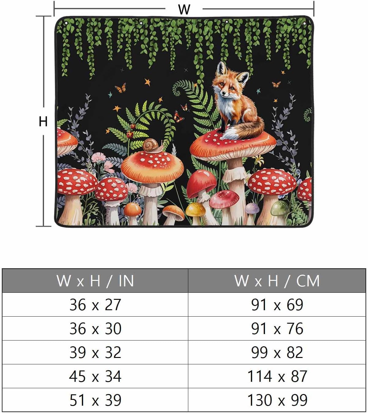 Magnetic Fireplace Cover Red Mushroom Fox Fireplace Screen Decorative Eucalyptus Leaves Butterfly Black Insulation Fireplaces Blocker Save Energy Fireplaces Draft Stopper Covers for Living Room 36x30
