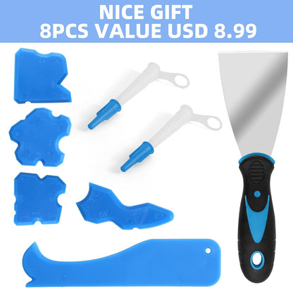 3 in 1 Silicone Caulking Tool, High Quailty Grout Removal Tool and Sealant Finishing Scraper with Stainless Steelhead, Caulk Remover Tool Kit for Window, Kitchen, Floor, and Sink Joint