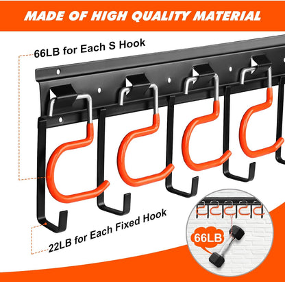 TVKB 68'' All Metal Garden Tool Organizer Adjustable Garage Tool Organizer Wall Mount Garage Organizers and Storage with Heavy Duty Hooks Tool Hangers for Garage Wall, Shed, Garden