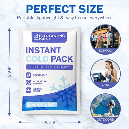 50 Pack Instant Ice Packs for Injuries, Disposable Instant Cold Pack