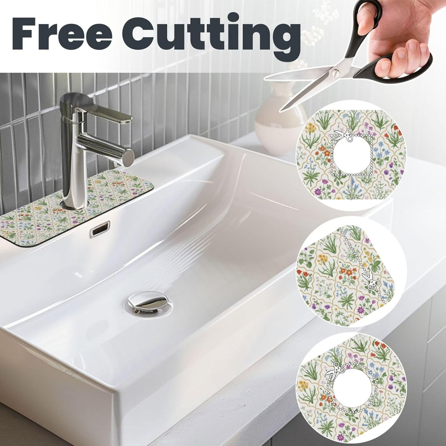 Aquamarine Blue Mexican Tiles Faucet Splash Guard Mat for Kitchen Sink 15x5.5" - Colors B