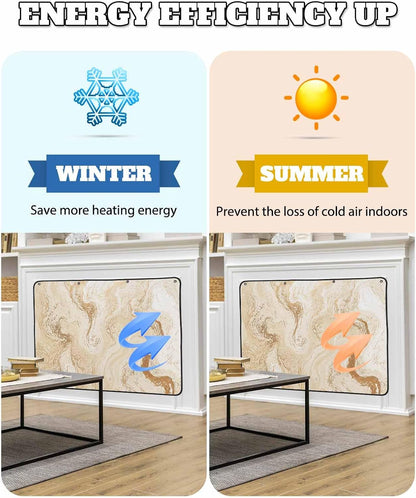 Magnetic Fireplace Cover Sage Green Marble Fireplace Screen Decorative Abstract Fluid Art Insulation Fireplaces Blocker Blanket Save Energy Fireplaces Draft Stopper Covers for Living Room 36x30 Inch