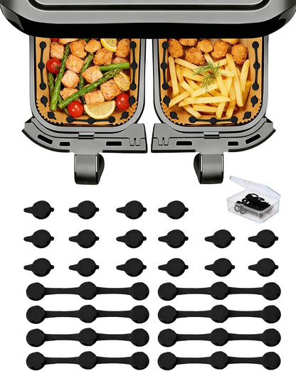 12PCS Air Fryer Liner Magnets with Silicone Clips (Red) | Heat-Resistant Silicone Air Fryer Magnet Holders Secure Parchment Paper Liners Firmly to Prevent Folding & Burning
