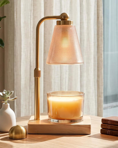 Candle Warmer Lamp with Timer, Dimmable, Adjustable Height, Oval | 2 bulbs included, no flame needed, 1-year warranty, farmhouse or modern decor, for bedroom, kitchen, living room, gifting