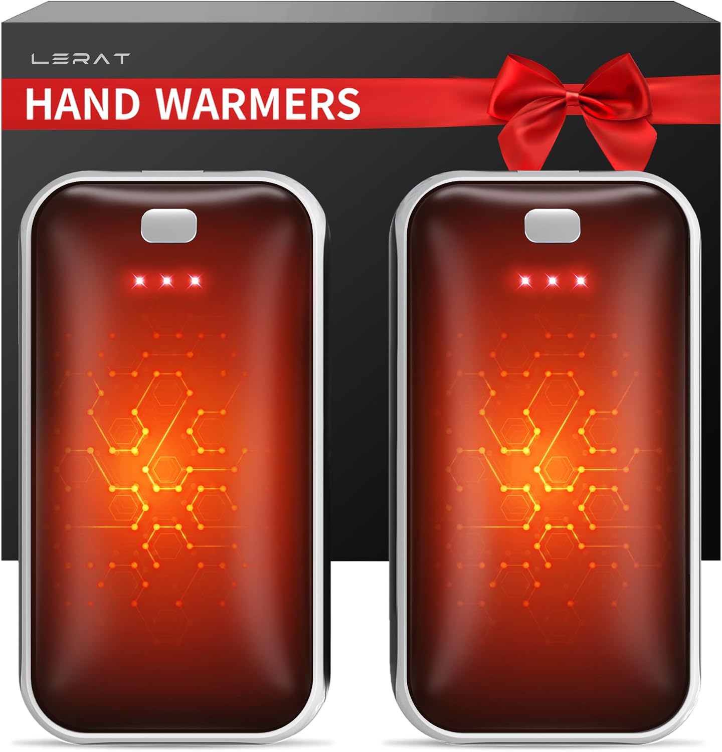 Lerat Hand Warmers Rechargeable 2 Pack, Portable Electric Hand Warmer Max 131℉, Reusable Slim Pocket Heater Handwarmers, Gifts for Men, Women, Outdoor, Golf, Camping, Hunting Essentials