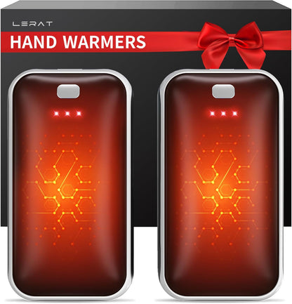 Lerat Hand Warmers Rechargeable 2 Pack, Portable Electric Hand Warmer Max 131℉, Reusable Slim Pocket Heater Handwarmers, Gifts for Men, Women, Outdoor, Golf, Camping, Hunting Essentials