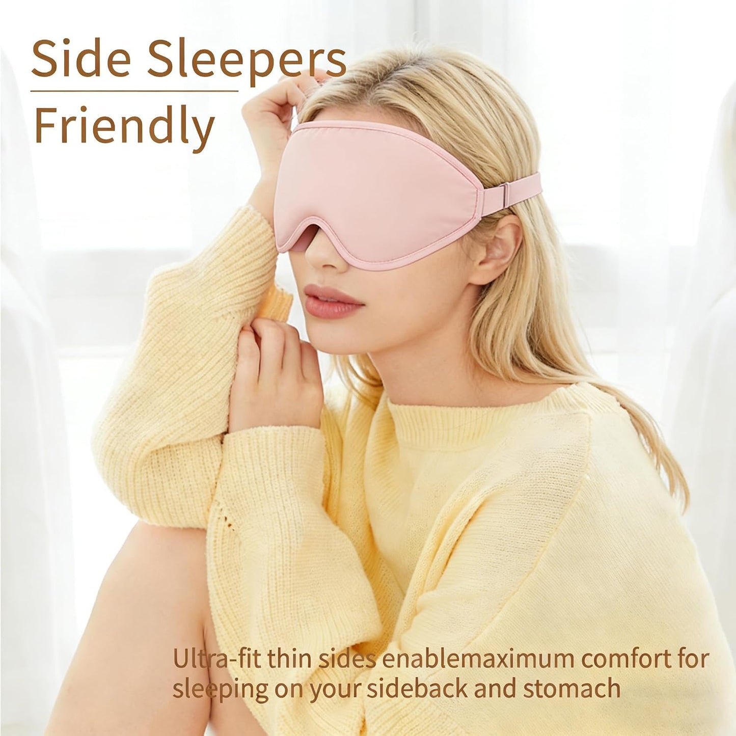 3D Sleep Mask for Side Sleepers, Memory Foam Eye Mask for Sleeping, 100% Blackout, Breathable & Lightweight, Adjustable Strap, No Pressure on Eyes, Soft Travel Sleep Mask for Men & Women Black