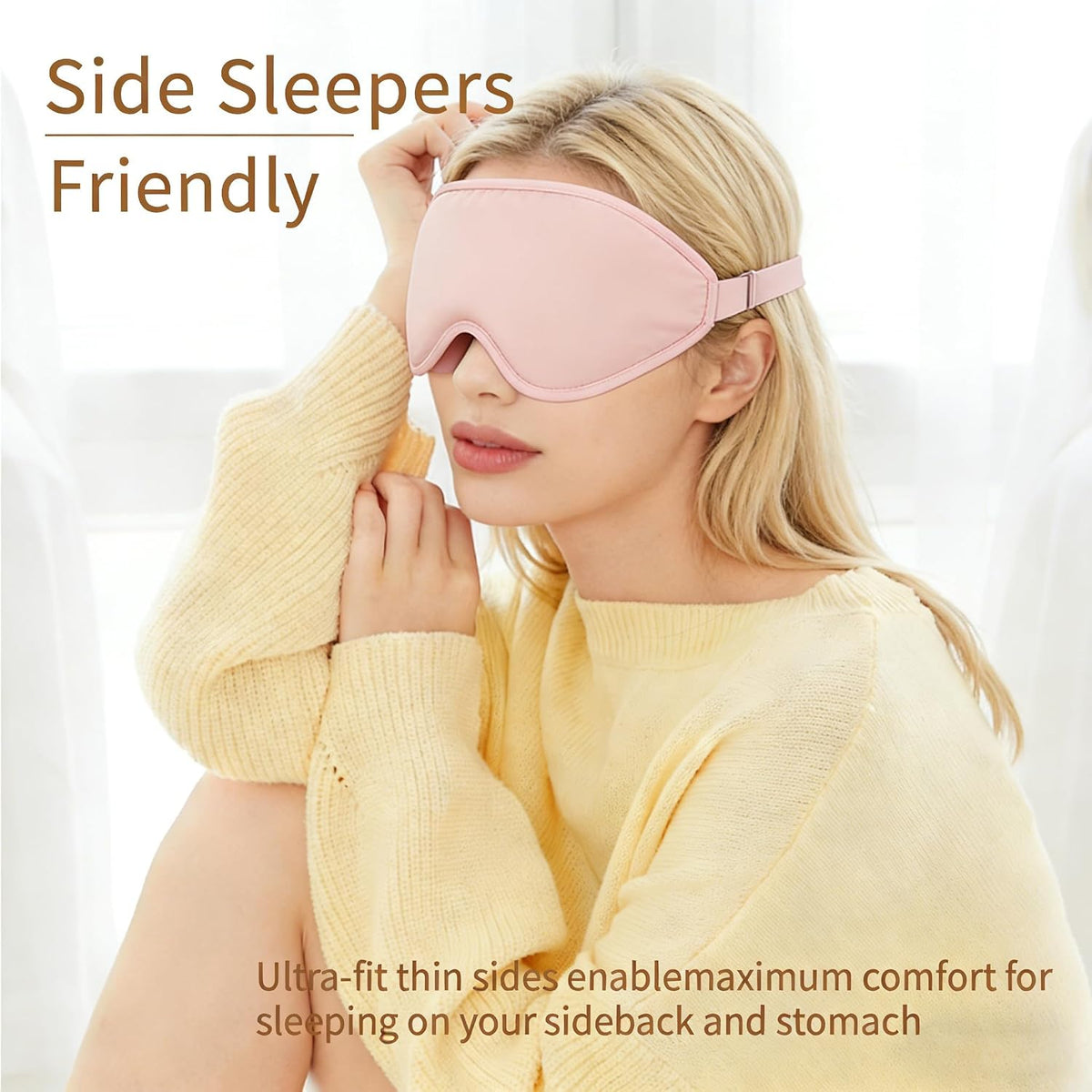 3D Sleep Mask for Side Sleepers, Memory Foam Eye Mask for Sleeping, 100% Blackout, Breathable & Lightweight, Adjustable Strap, No Pressure on Eyes, Soft Travel Sleep Mask for Men & Women Pink
