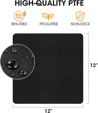AIEVE Air Fryer Liners, 4 Packs Teflon Oven Liners for Bottom of Oven Compatible with Ninja Foodi SP101 SP201 SP301 SP351, Reusable Non-stick Air Fryer Baking Mat Sheets (12"x12")