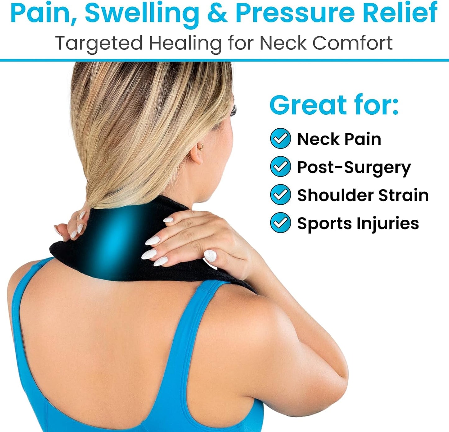 Arctic Flex Neck Ice Pack Wrap w/Gel - Reusable Hot & Cold Cervical Ice | Pack for Neck, Shoulders, Pain Relief & Injuries - Cold Compress Cervical Wrap for Sprains, Swelling, Inflammation & Surgery
