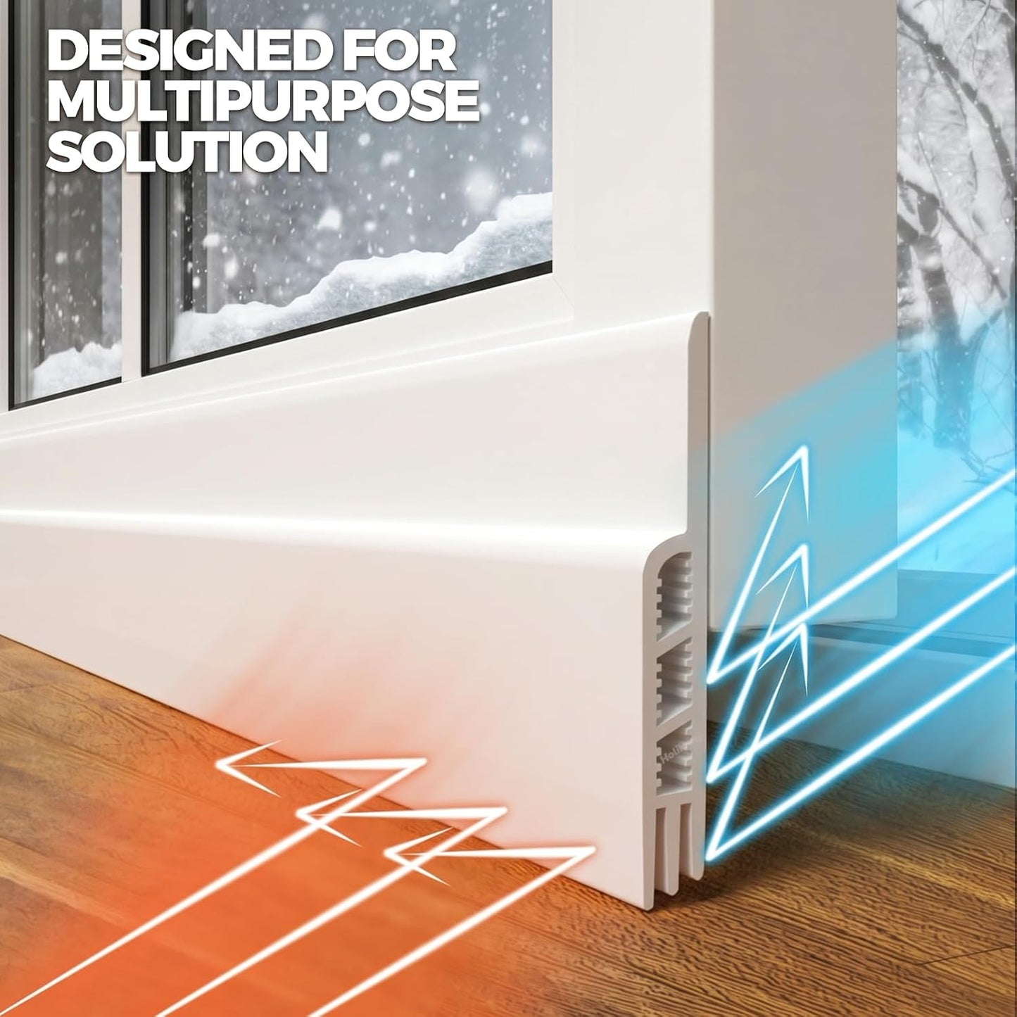 Holikme Door Draft Stopper 2-Pack, Under Door Seal for Bottom Gap Filler | Strong Adhesive Silicone Weather Stripping Garage Window Blocker Cold Air & Noise, Easy Install Door Sweep Strip Save Energy