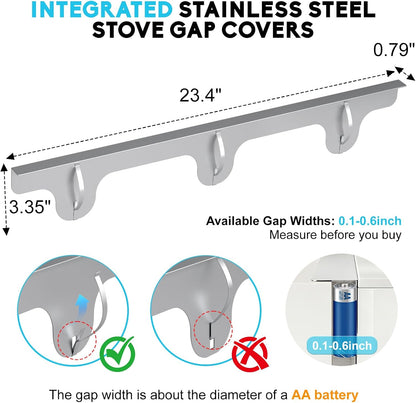 Stove Gap Covers, 2 Pack Stainless Steel Stove Gap Filler Black | Heat Resistant Oven Gap Filler Adjustable Length Range Trim Kit Non-Slip Stove Guard Between Stove Top & Counter