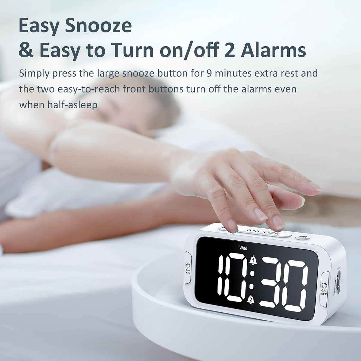 Odokee Digital Dual Alarm Clock for Bedroom with 0-100% Dimmable Display