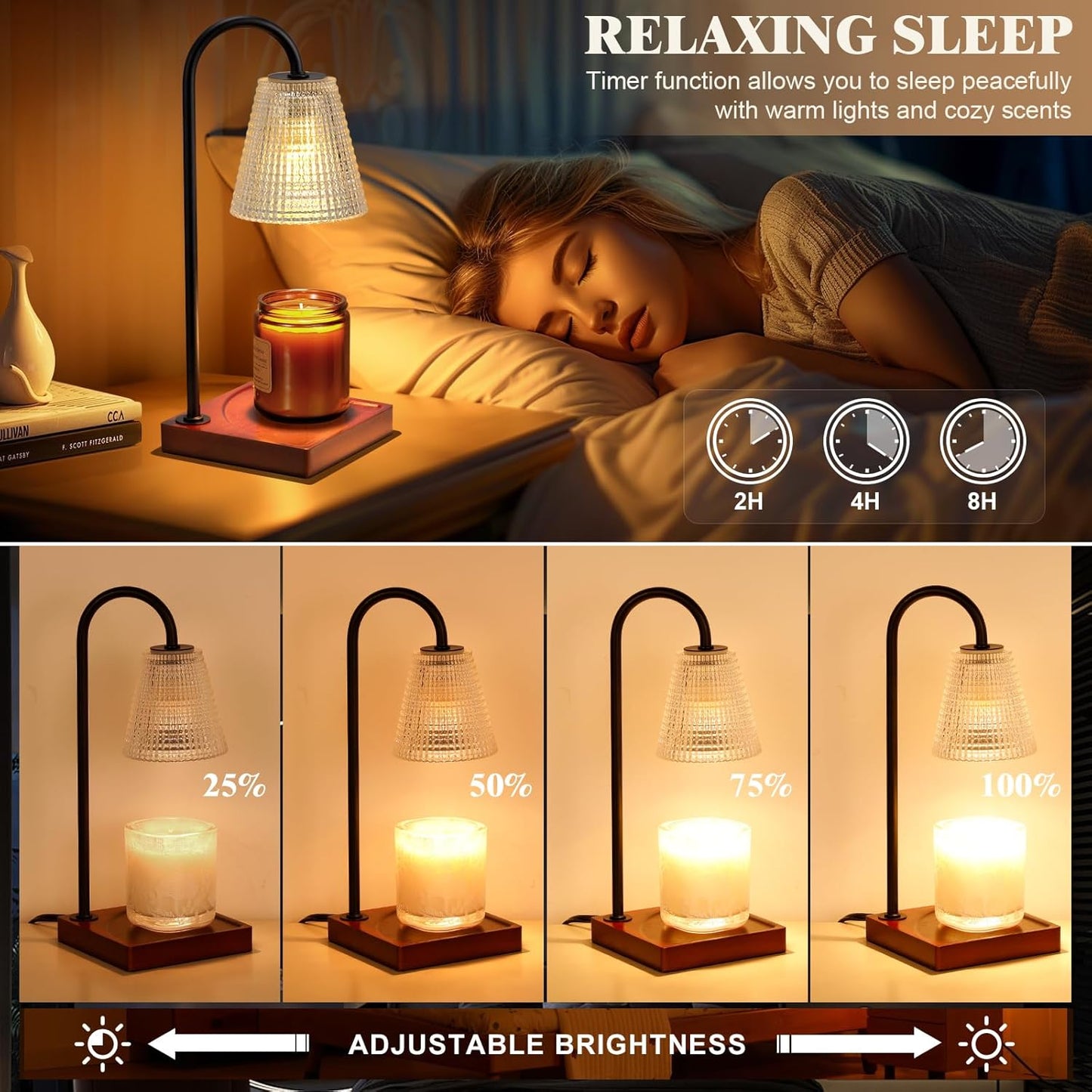 Hong-in Candle Warmer Lamp with Timer, House Warming Gifts New Home Decor | Dimmable & Adjustable Height, Electric Wax Warmer for Scented Wax Jar Candles,Gifts for Women Mom Sister