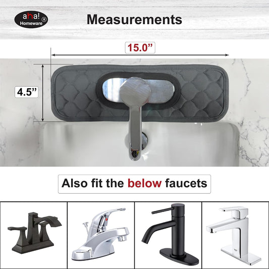 Bathroom Sink Splash Guard Oval-Hole Rectangle-Hole: AHA HOMEWARE, Faucet Mat for Bathroom Sink Oval Base, Bathroom Sink Water Splash Guard Centerset Rectangle Base (Gray & Gray)