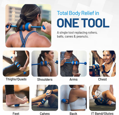 MOBO Deep Tissue Muscle Roller Stick for Back, Leg Recovery Massage Roller | One tool replaces a foam roller, massage ball & handheld massager for calves, quads, back & shoulders