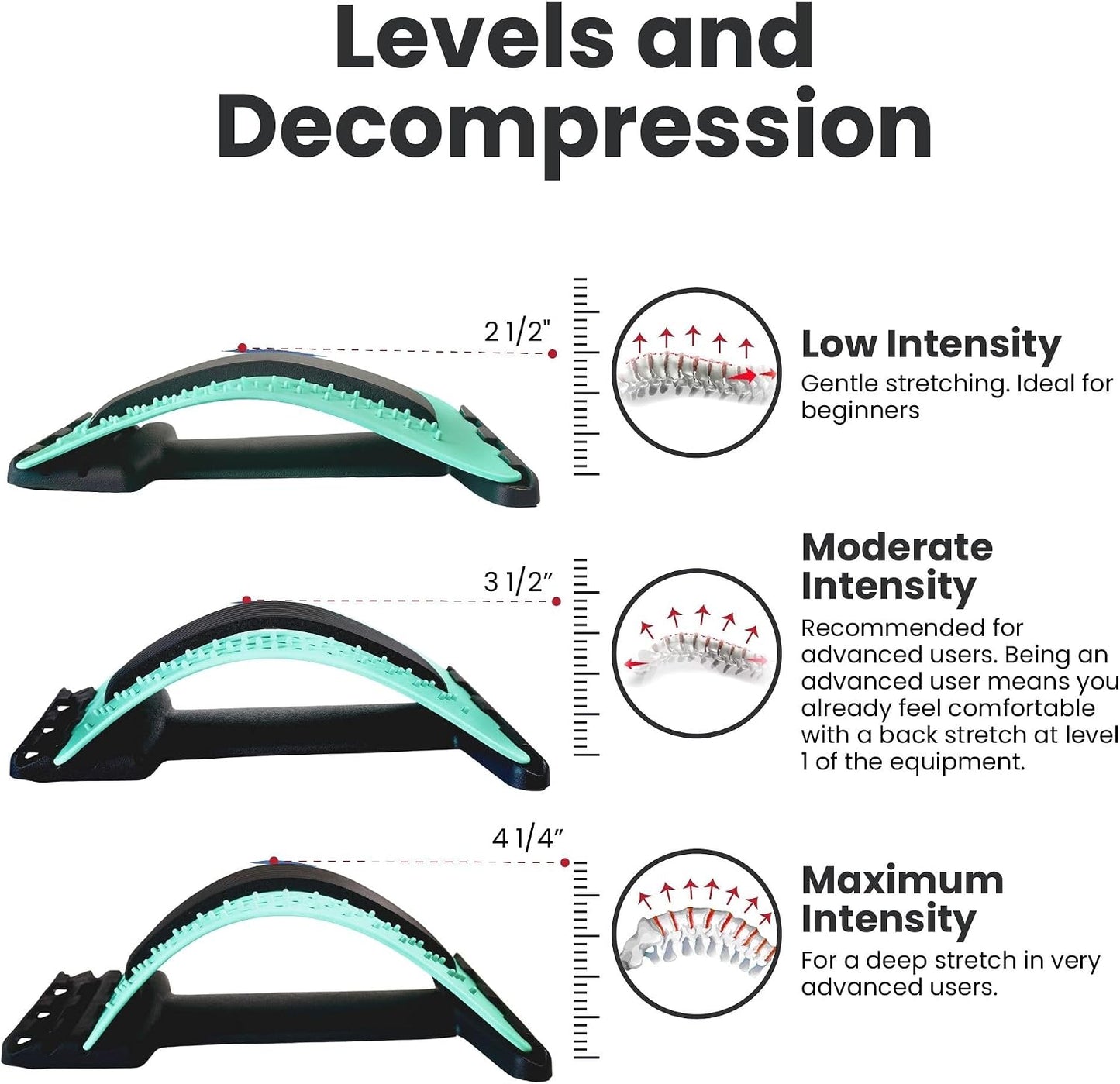 Just A Feeling Back Stretcher Lower - Lumbar Support & Back Cracker w/Silicone & Foam Pads - Spinal Decompression Device for Sciatica, Herniated Disc, Back Popper for Back Pain w/Chair Strap
