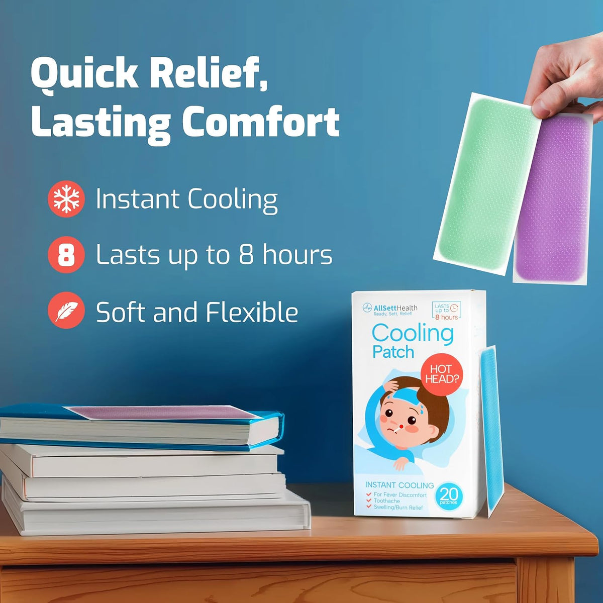 Cooling Patches for Fever and Headache, 20 Pack Migraine Relief for Kids