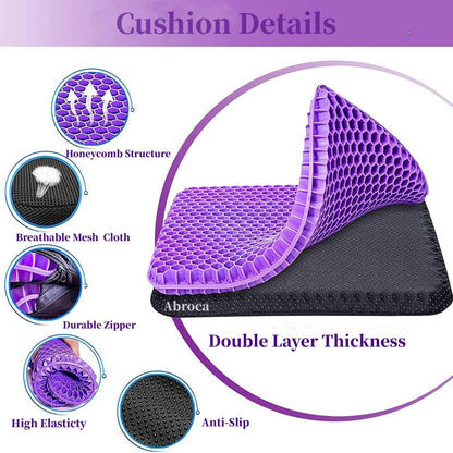 Gel Seat Cushion for Long Sitting, Double Thick Office Wheelchair Cushions