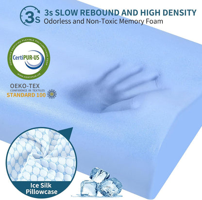 Cervical Pillow for Neck Pain Relief, Contour Memory Foam Pillows for Sleeping, Ergonomic Pillow Adjustable Orthopedic Cooling Pillow Bed Pillow Neck Support for Side Back Stomach Sleepers(Blue)