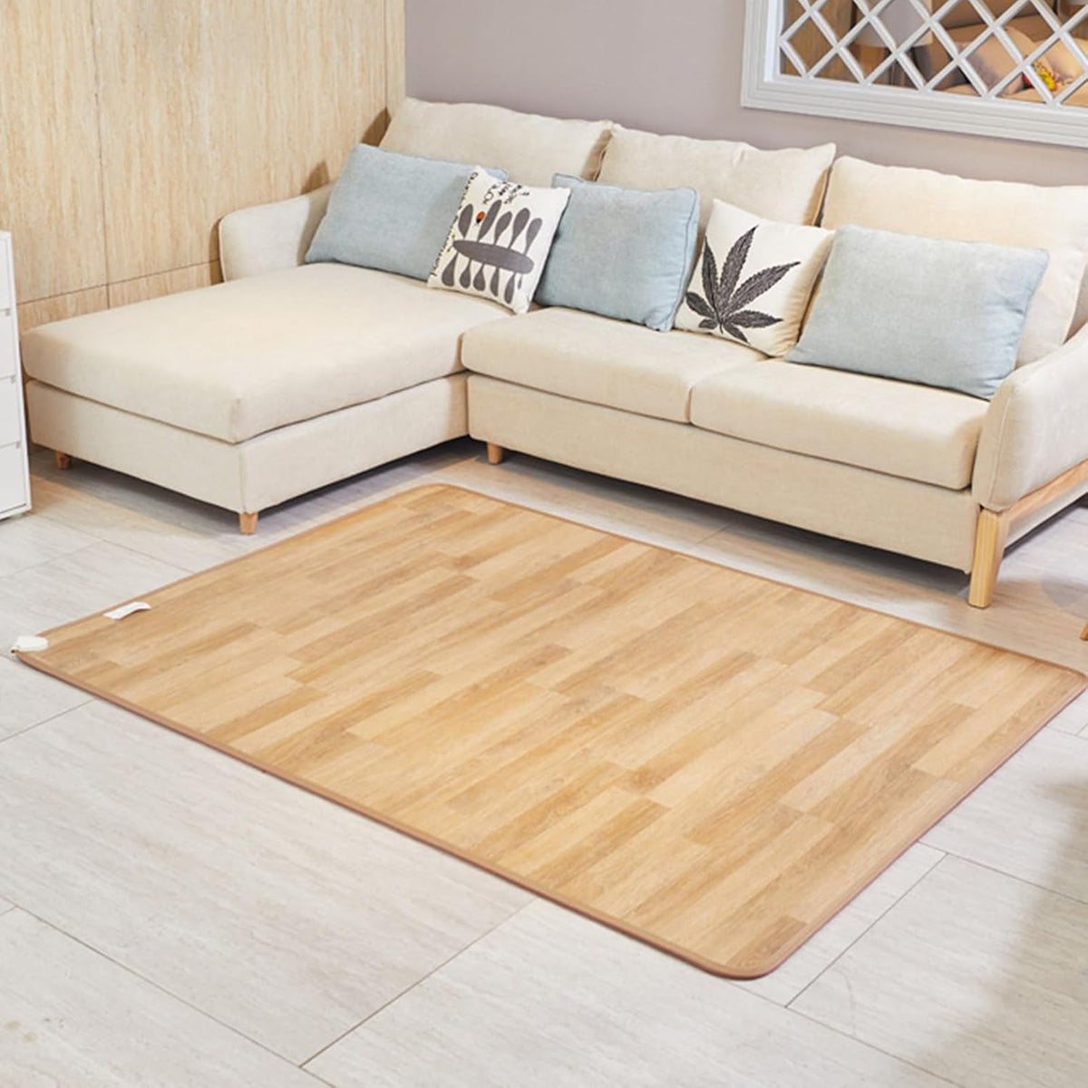 Electric Heated Floor Mat, Heated Carpet with Adjustable Temperature 12 Hour Timer, Indoor Graphene Floor Heating Mat Foot Warmer(C,100 * 100cm/39.3 * 39.3in)