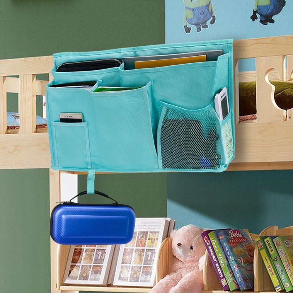 Large Pocket Bedside, Hanging Storage Organizer for Books,Phones,Tablets,Accessory and TV Remote - Best for Headboards, Bed Rails, Dorm Rooms, Bunk Beds, Apartments, Bathrooms &Travel (Light blue)