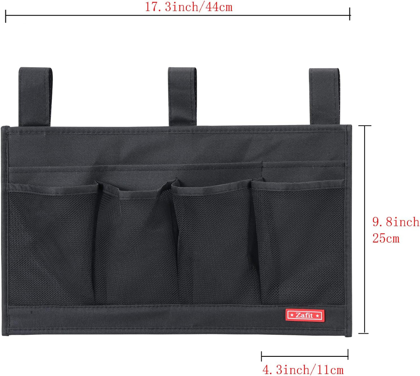 Zafit Hanging Bedside Caddy, Bedside Storage Organizer for Magazine, Phone, Remote control (Classic4 Pockets-Black)