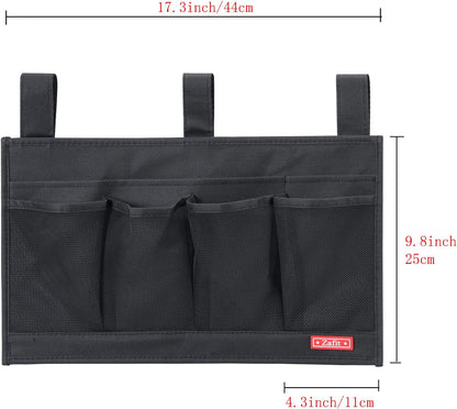 Zafit Hanging Bedside Caddy, Bedside Storage Organizer for Magazine, Phone, Remote control (Classic4 Pockets-Black)