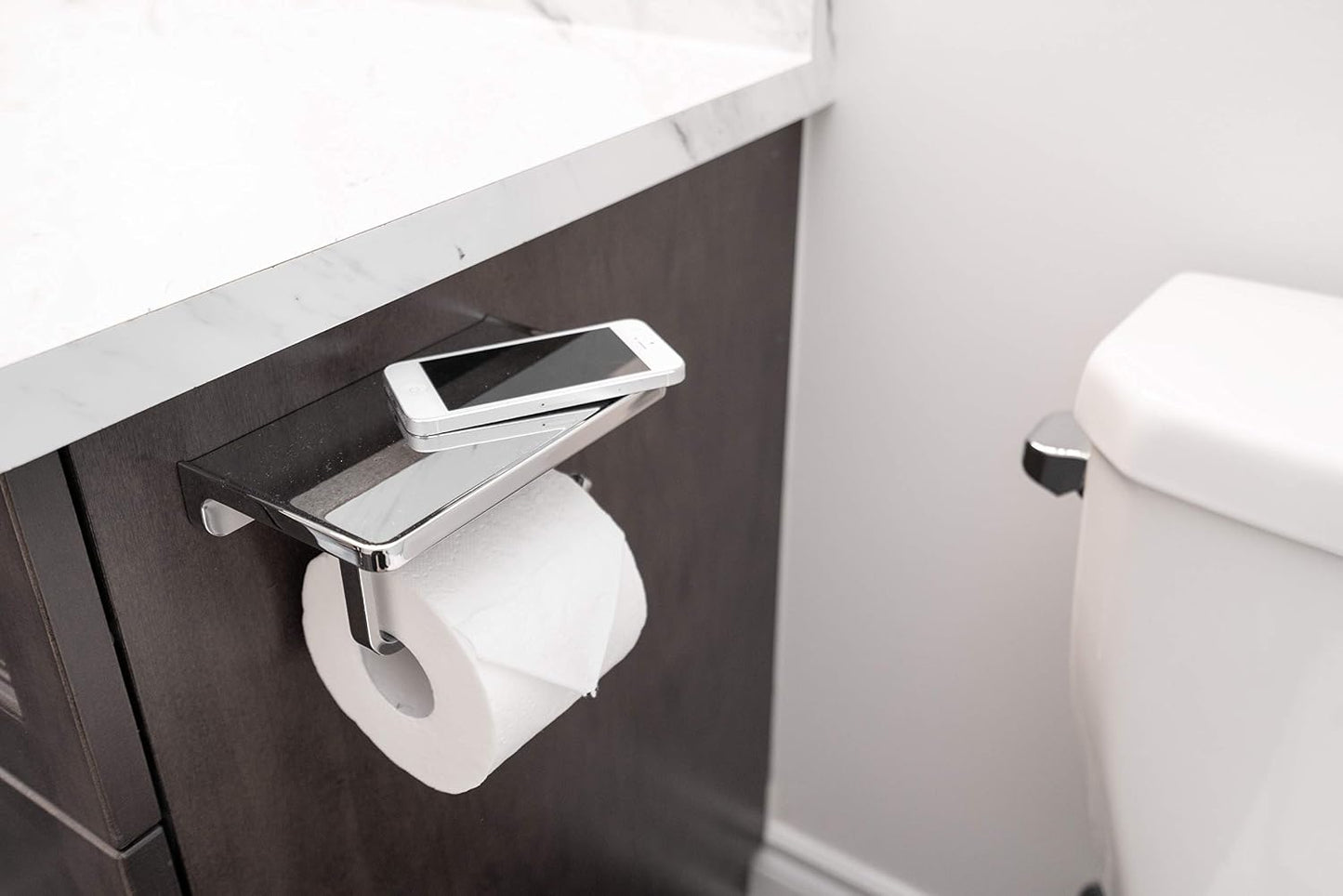 Linkaa Bronze Toilet Paper Holder with Shelf Oil Rubbed Bronze,Wall Mount | Toilet Tissue Roll Holder Dispenser with Phone Shelf Storage holder for Bathroom Kitchen丨Heavy Duty Zinc Alloy Material