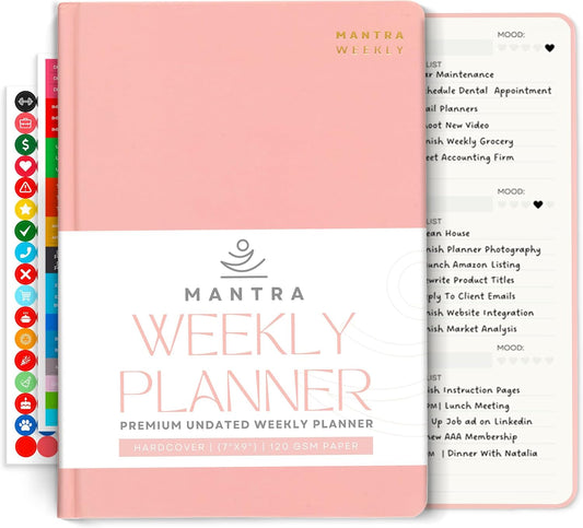 2026 Planner, Daily Journal & Gratitude Journal All-In-One with To Do List, Self Care Prompts & Habit Tracker - 7 x 10 - Pink
