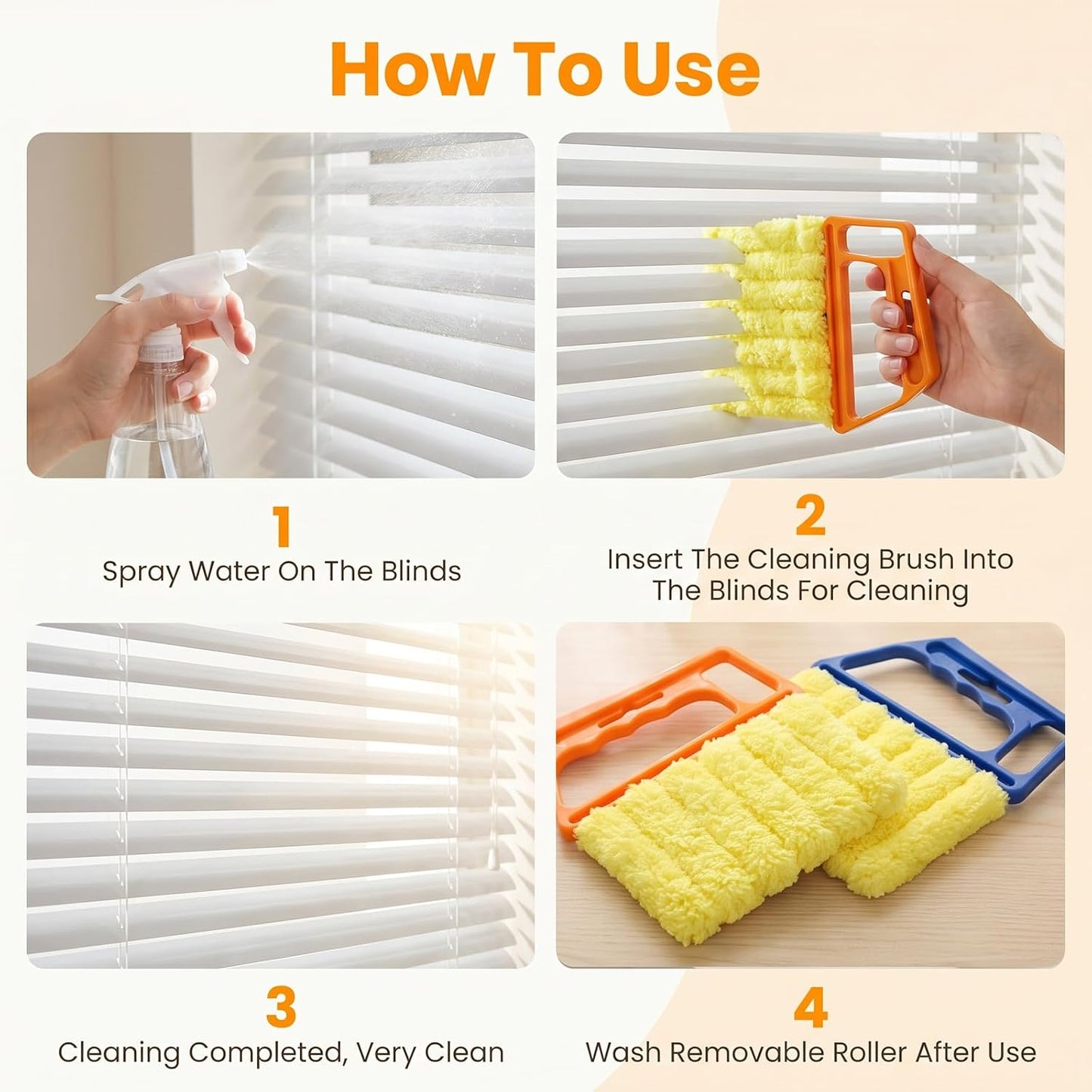 2pcs Blind Cleaner Duster Tool, 7-Finger Dusting for Window Air Vent | Dusting Cleaning Brush, Dusting Cleaner Tool for Window Air Conditioner, Blinds Cleaner Microfiber Washable for Dust Dirt