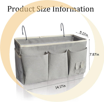 Bedside Caddy/Hanging basket Storage Organizer Bag for Bunk and Hospital Beds,College Dorm Bed，Can be Placed Glasses Books Mobile Phones (Grey 1)