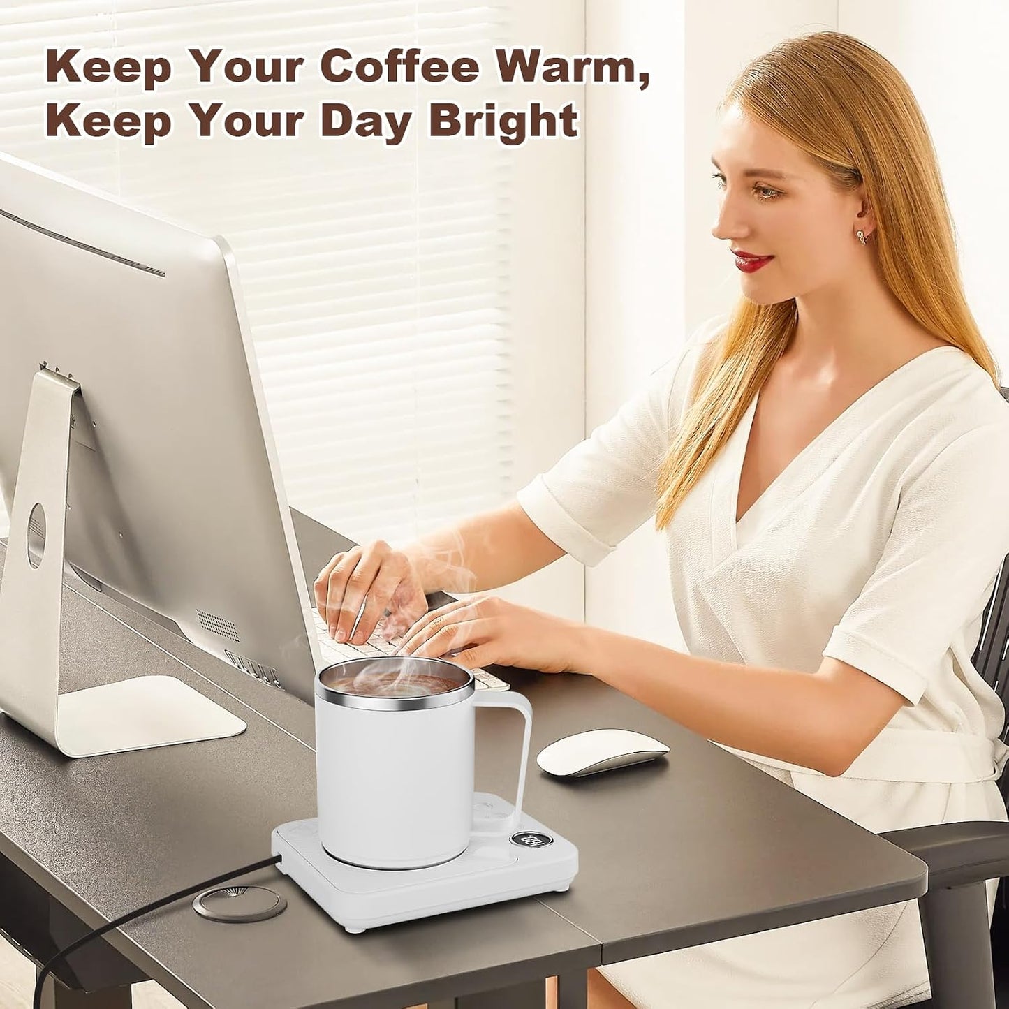 Felibeaco Coffee Mug Warmer & Mug Set for Desk, Smart Coffee Cup Warmer with 16oz Heated Mug, Cup Heater with Auto Shut Off for Office/Home, Coffee Gifts for Women/Men/Dad on Father‘s Day, Red