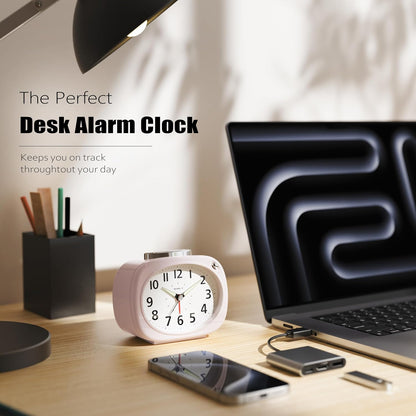 AYRELY® 4.5" Loud Analog Alarm Clock for Heavy Sleepers, 100 dB Alarm Sound | Mechanical Bell, Silent Quartz Desk Clock and Table Clock with 10-Second Night Light, Luminous Hands for Bedroom and Bedside