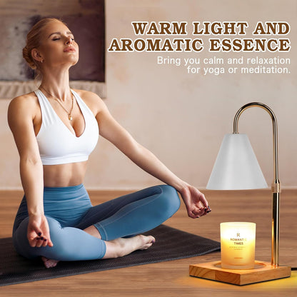 Modern Candle Warmer Lamp with Timer, Dimmable Candle Lamp Warmer, Mothers Day Birthday Gifts for Women Men, Black Candle Warmer, Adjustable Candle Light Warmer, Cozy Living Room Bedroom Home Decor