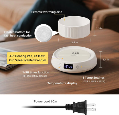 Coffee Mug Warmer for Desk Timer Candle Warmer Lamp Scented Wax Melt Melter | Smart Heated Electric Tea Coffee Cup Candle Wax Melter Warmer Plate for Home Office, 1-9H Auto Shut Off, Coffee Lover Gifts